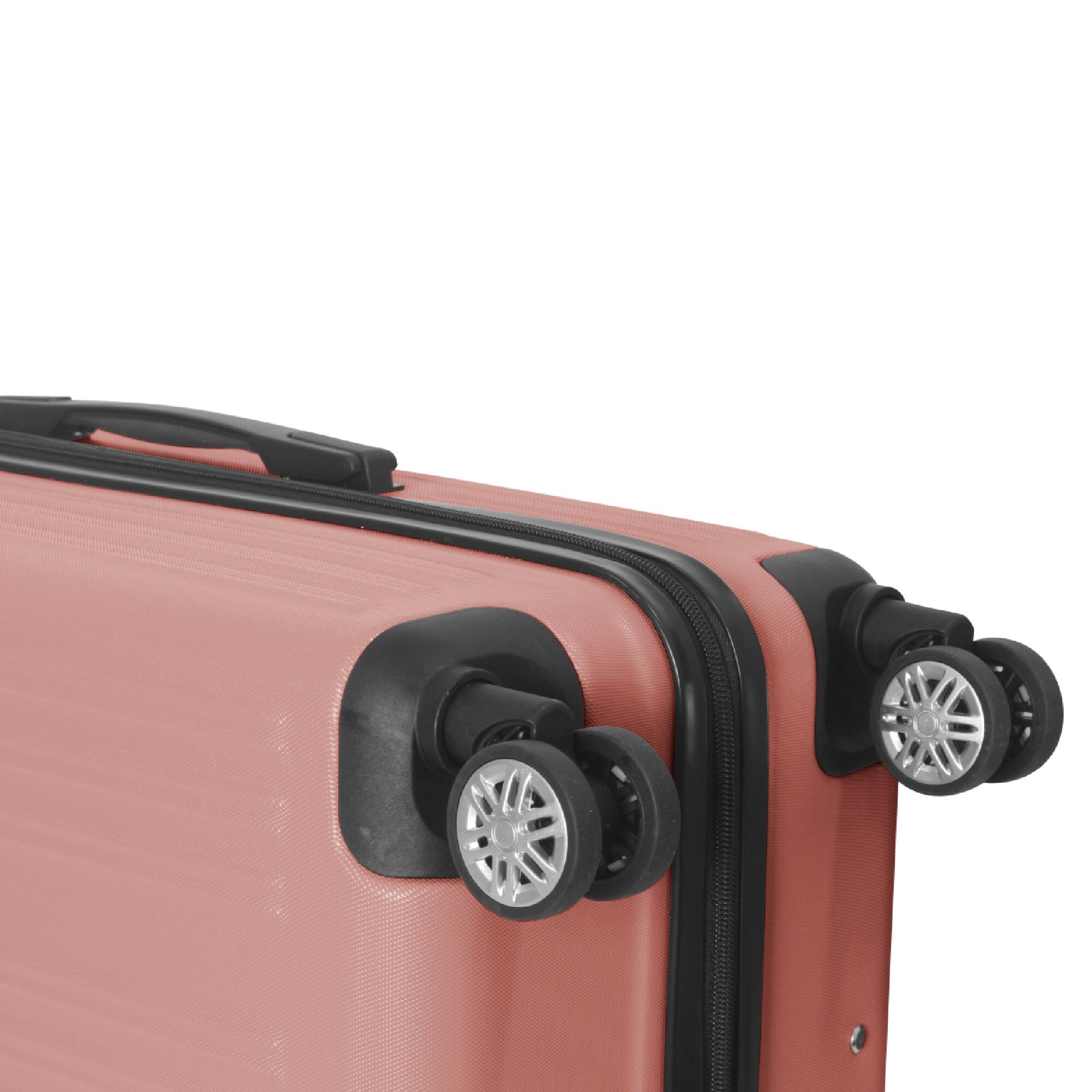 Alt View 9. Bestier - 3-Piece ABS Hardshell Luggage Set (20”/24”/26”) with Spinner Wheels, TSA Lock & Telescopic Handle - Dusty Rose Pink.