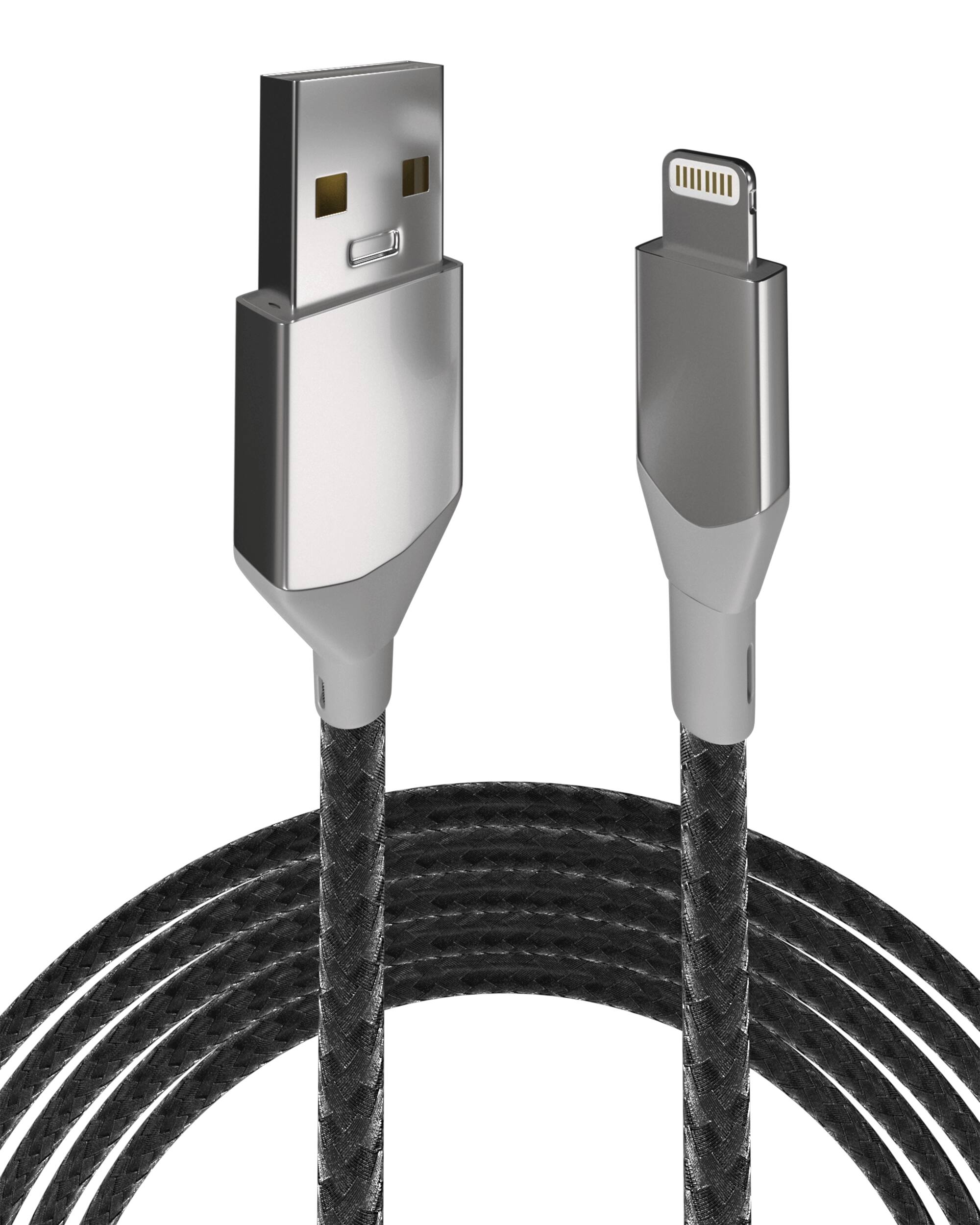 Alt View 5. Ampsentrix - 3 ft Non-MFI USB Type A To Lightning Cable (Infinity) - Silver - Silver.