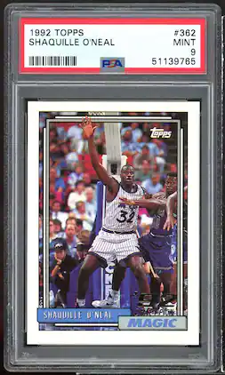 Shaquille O'Neal Rookie Card 1992-93 Topps #362 PSA 9