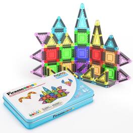 PicassoTiles - Mini Magnetic Tiles STEM Nano Building Blocks for Kids with Storage Case, 40PCS