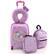 Front. Costway - 5 PCS Kids Luggage Set with Backpack Neck Pillow Luggage Tag Lunch Bag Wheels - Pink.