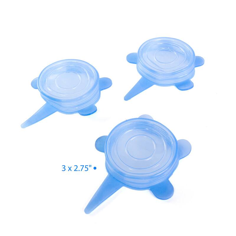 Alt View 2. Kitchen + Home - Silicone Stretch Lids - Reusable Can and Jar Lid Food Covers - Set of 3 - blue.