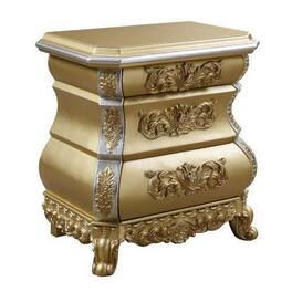 Manhattan Lane - Nightstand with Bombe Shaped and 3 Carved Drawers - Gold