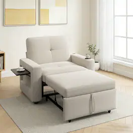 Vipbear - Sleeper Sofa Chair Bed Convertible Sofa Chair 3-in-1 Pull Out with USB Ports Sofa Bed,Beige - Beige