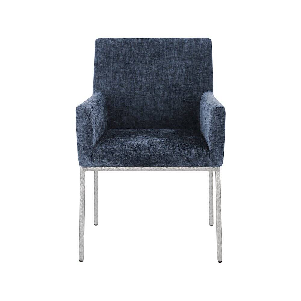 Alt View 2. Meridian Furniture - Reeves Navy Chenille Fabric Dining Chair, Set of 2 - Blue.
