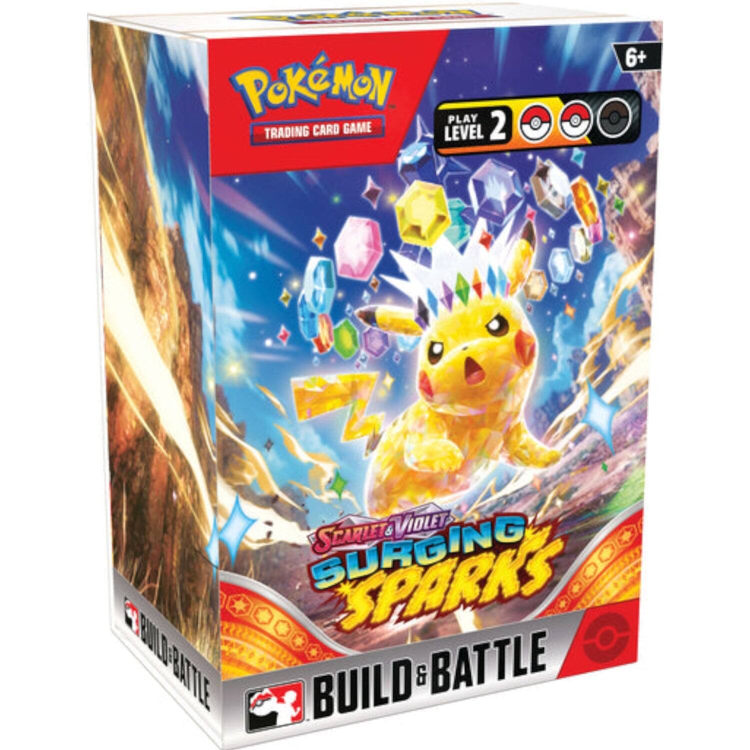 Pokémon Trading Card Game  
Play Level 2  
6+  

Scarlet & Violet  
Surging Sparks  

Build & Battle