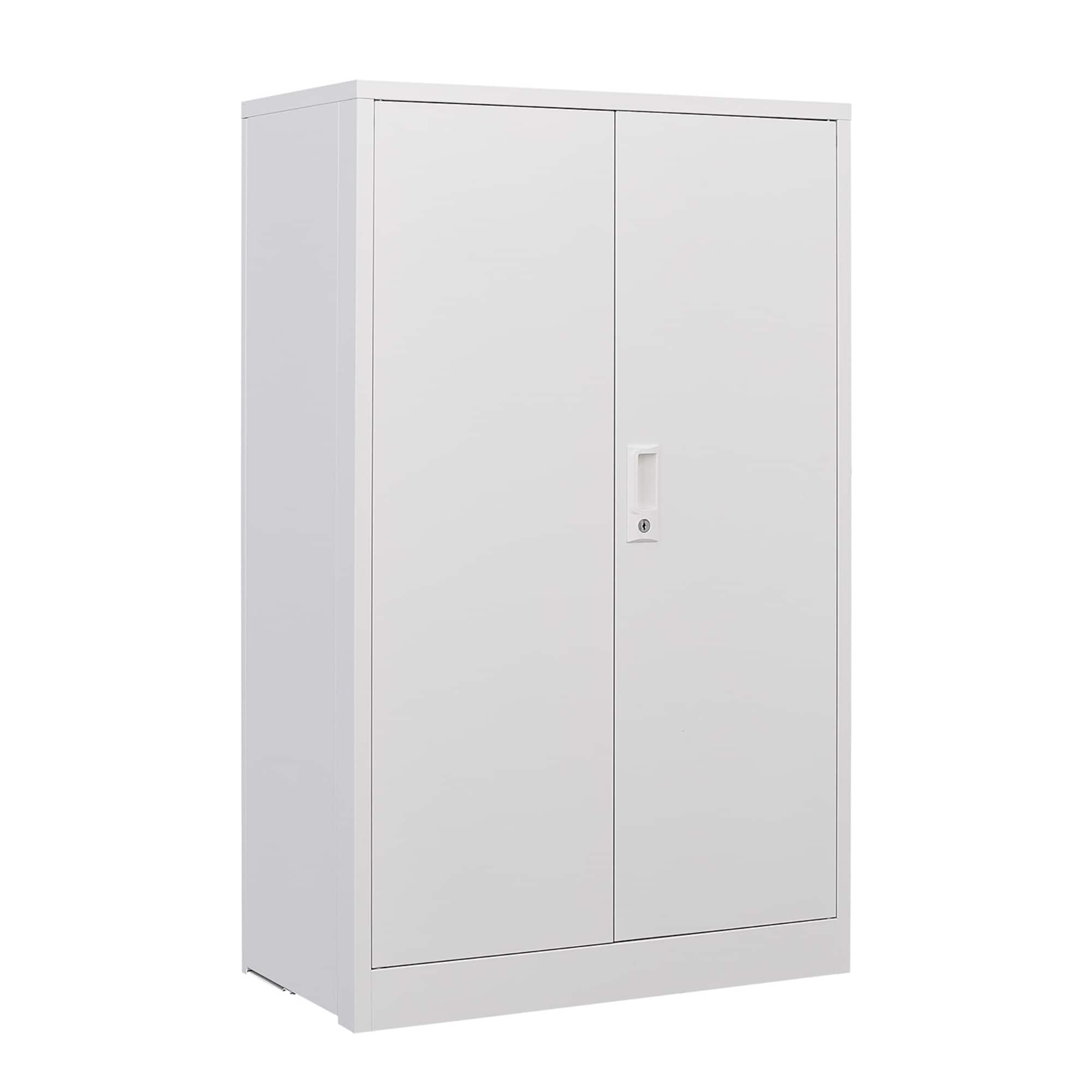 Boyel Living - Metal Storage Cabinet with Locking Doors and Adjustable Shelf, Folding Filing Storage Cabinet - White