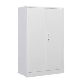 Boyel Living - Metal Storage Cabinet with Locking Doors and Adjustable Shelf, Folding Filing Storage Cabinet - White