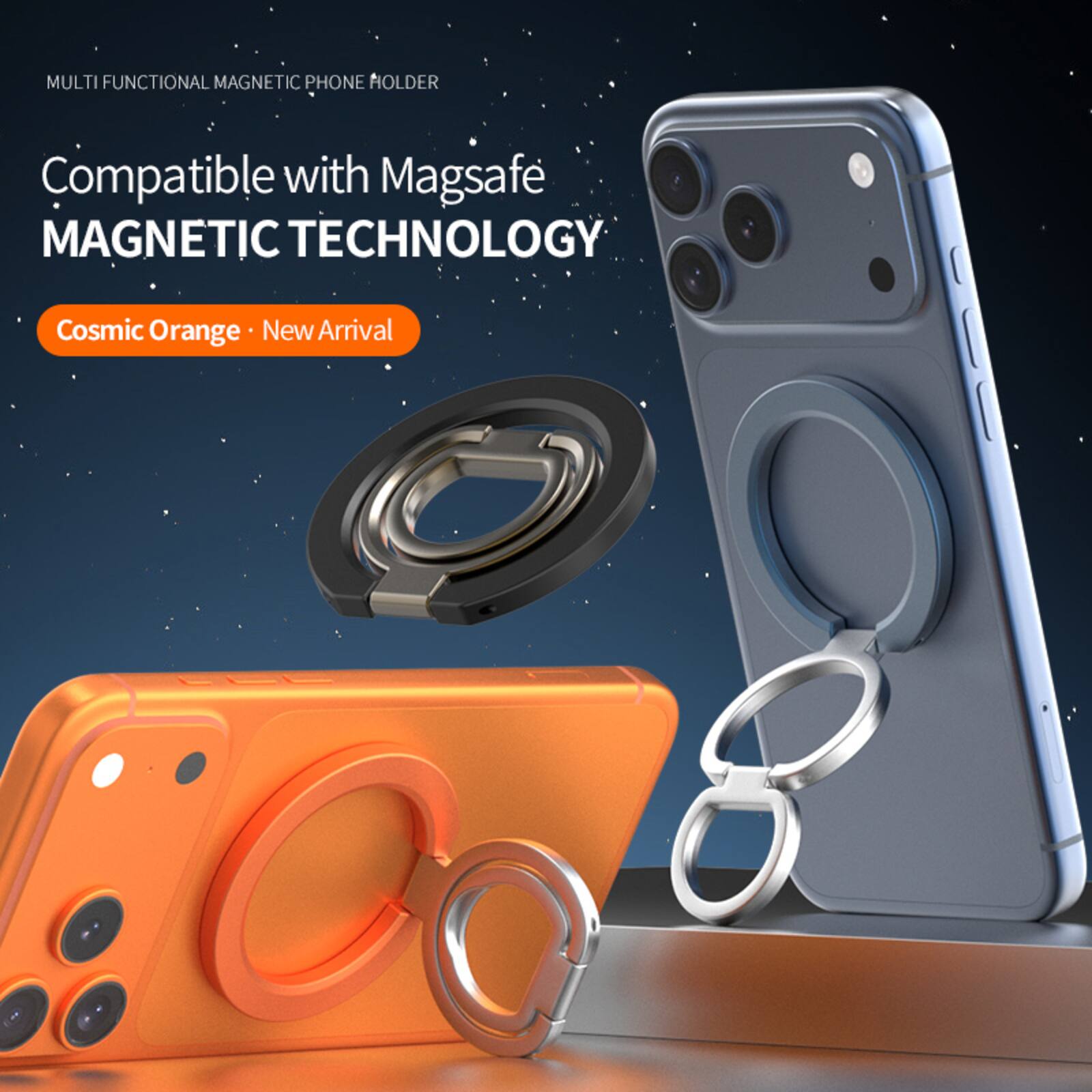 MULTI FUNCTIONAL MAGNETIC PHONE HOLDER

Compatible with Magsafe MAGNETIC TECHNOLOGY

Cosmic Orange • New Arrival