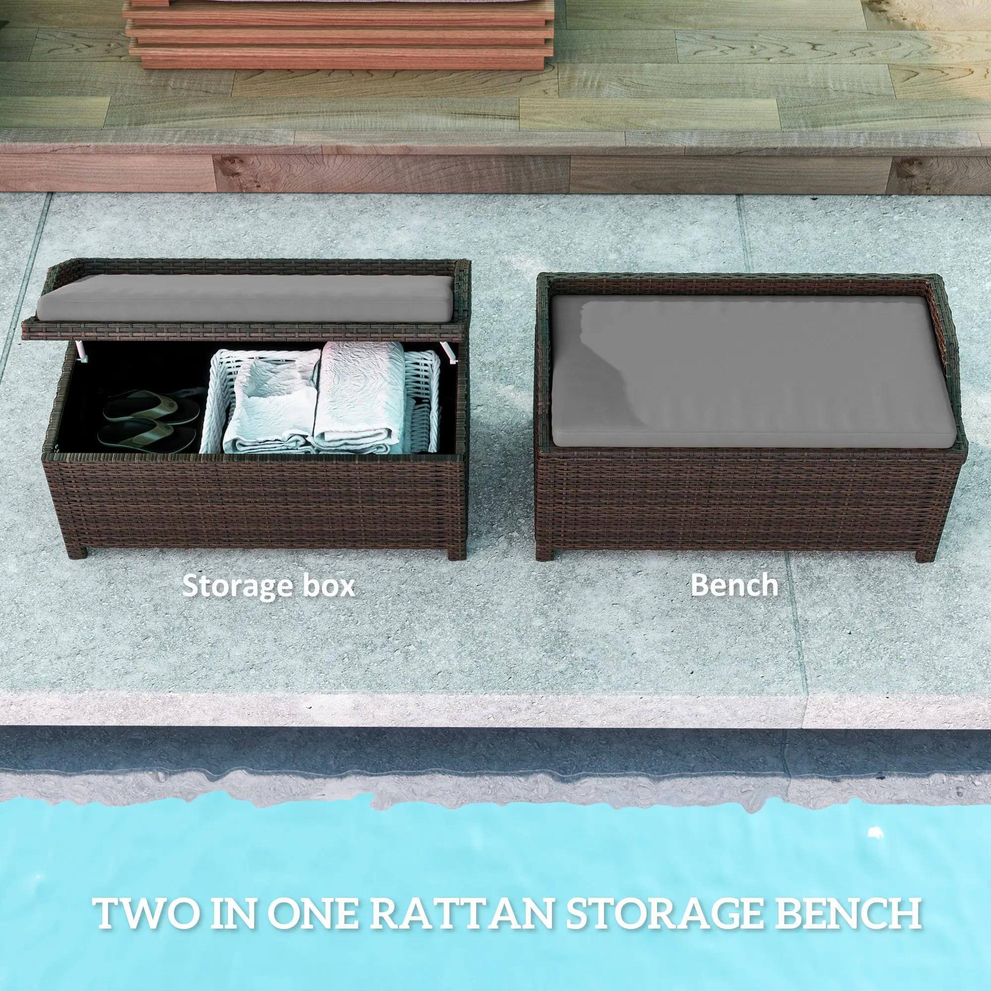 Storage box  
Bench  

TWO IN ONE RATTAN STORAGE BENCH