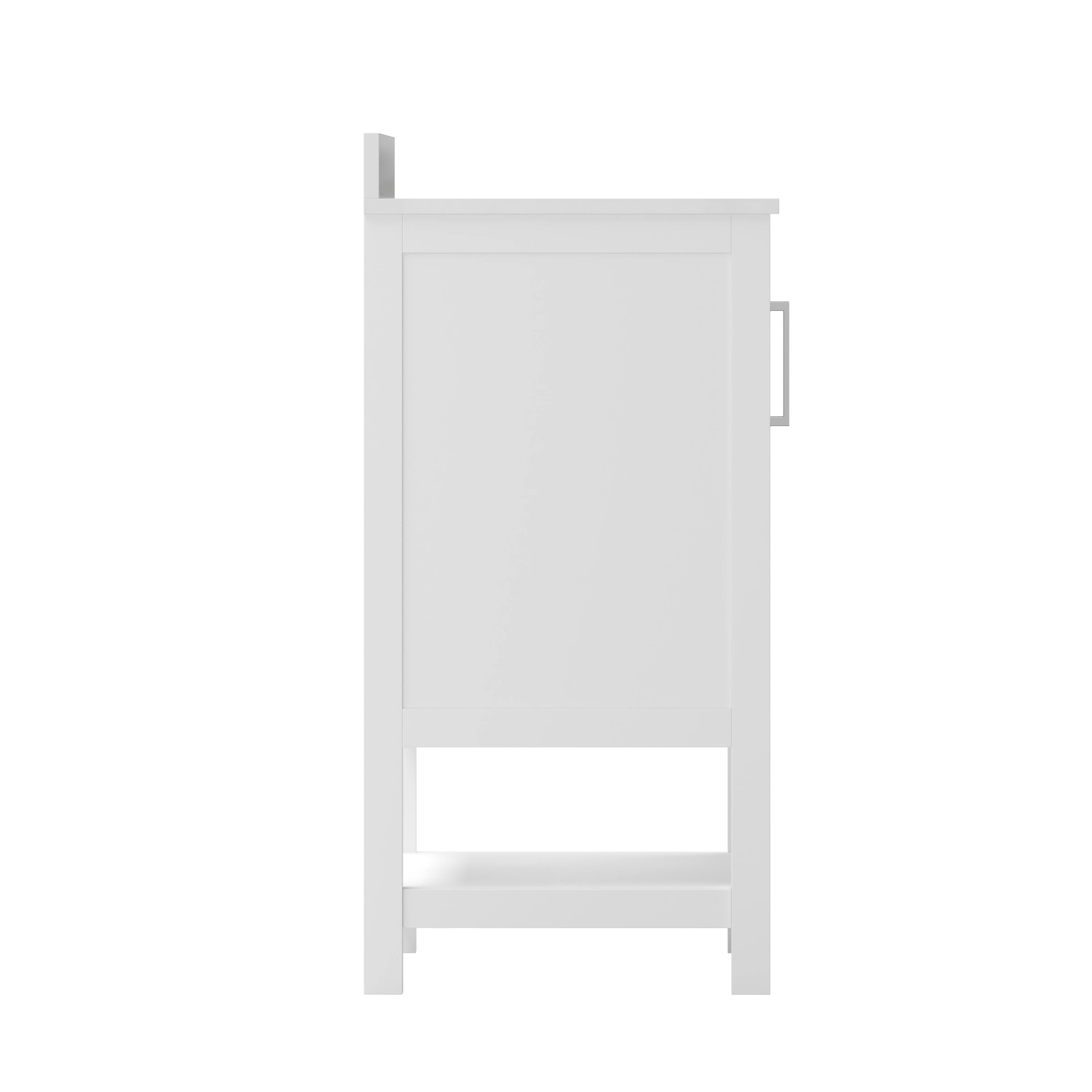 Left. Flash Furniture - Vega 36 Inch Bathroom Vanity with Sink Combo, Storage Cabinet with Soft Close Doors and Open Shelf, Carrara Marble Finis - White.