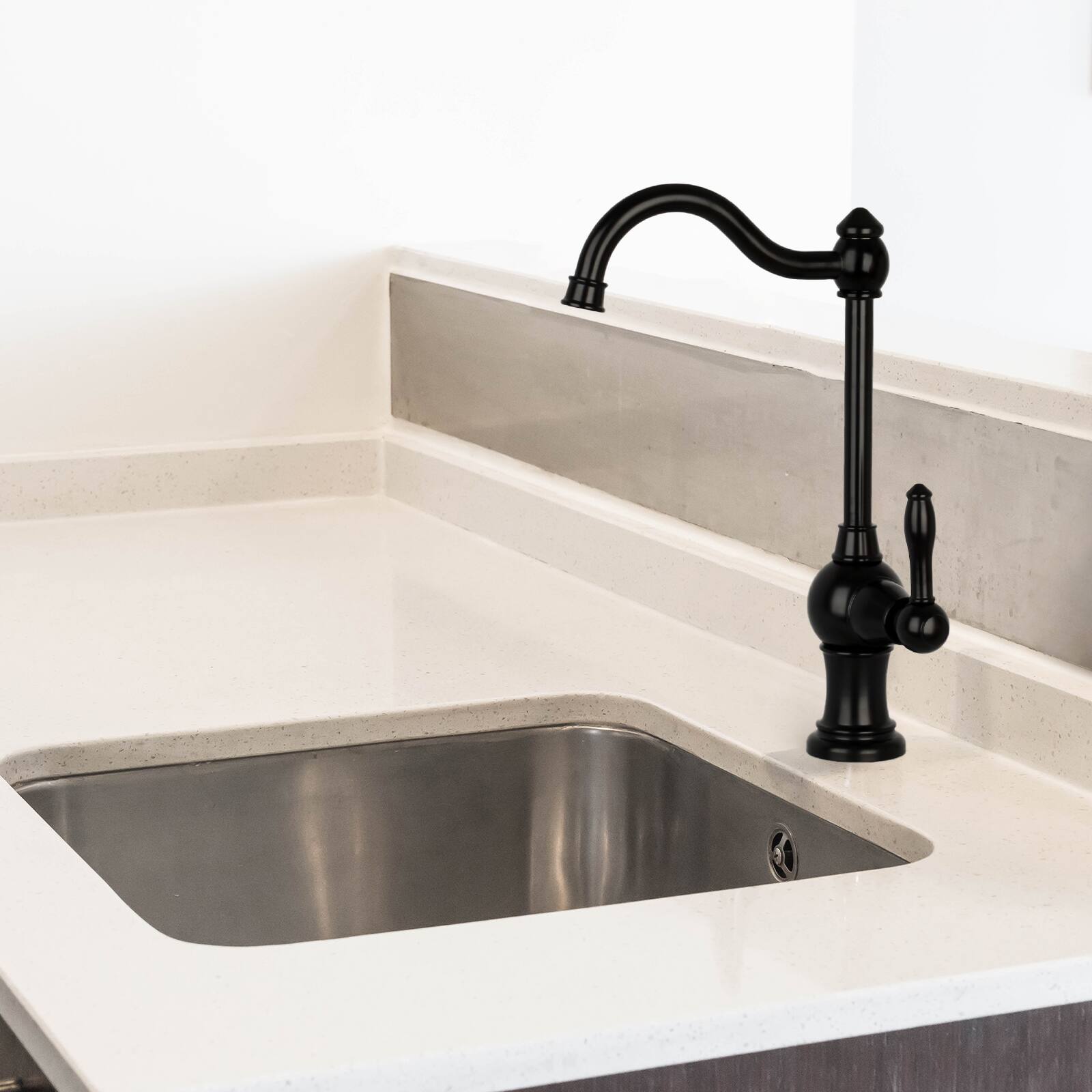 Alt View 3. Akicon - Akicon One-Handle Solid Brass Kitchen Drinking Water Filter Faucet in Matte Black - Matte Black.