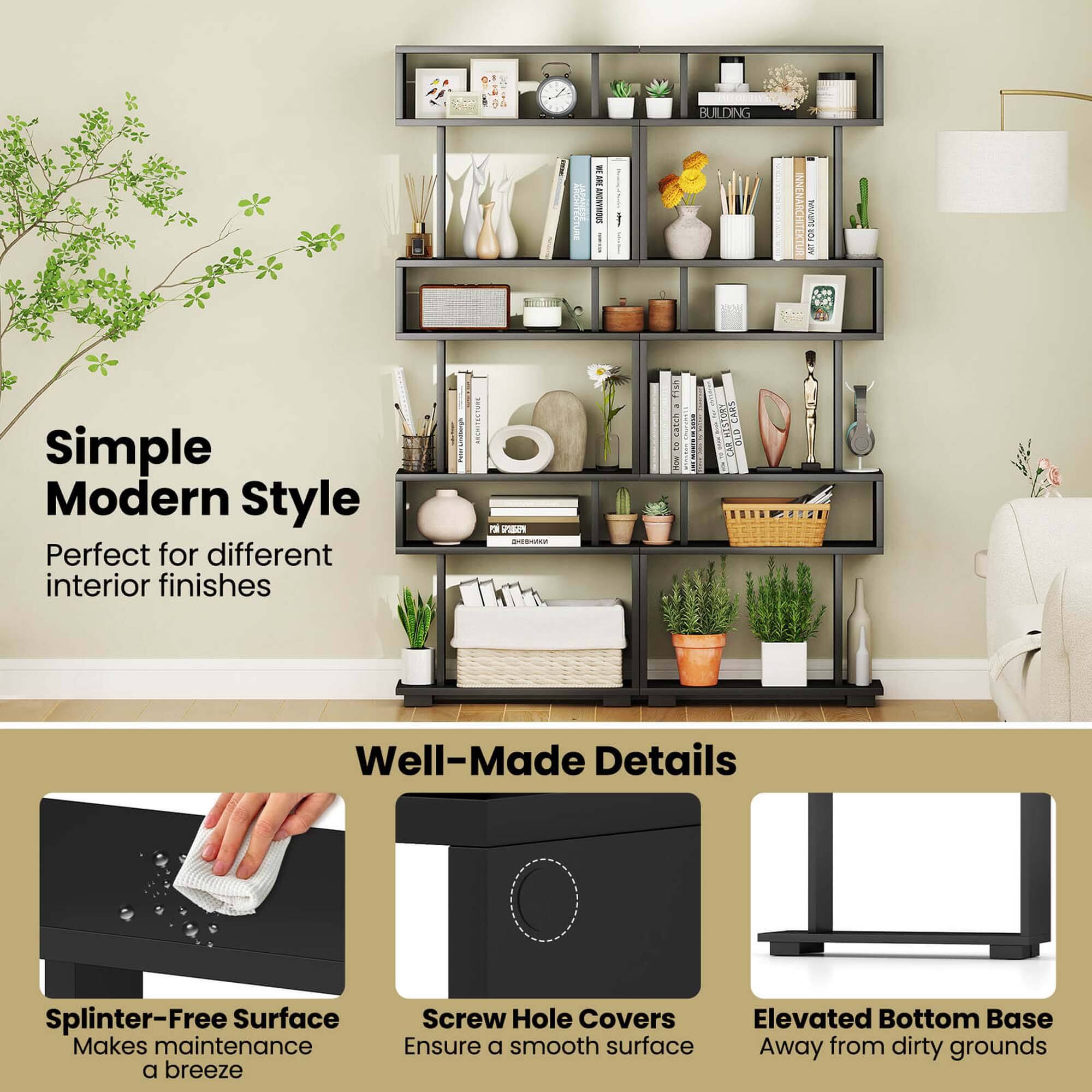 Simple Modern Style Perfect for different interior finishes

Well-Made Details

Splinter-Free Surface Makes maintenance a breeze

Screw Hole Covers Ensure a smooth surface

Elevated Bottom Base Away from dirty grounds