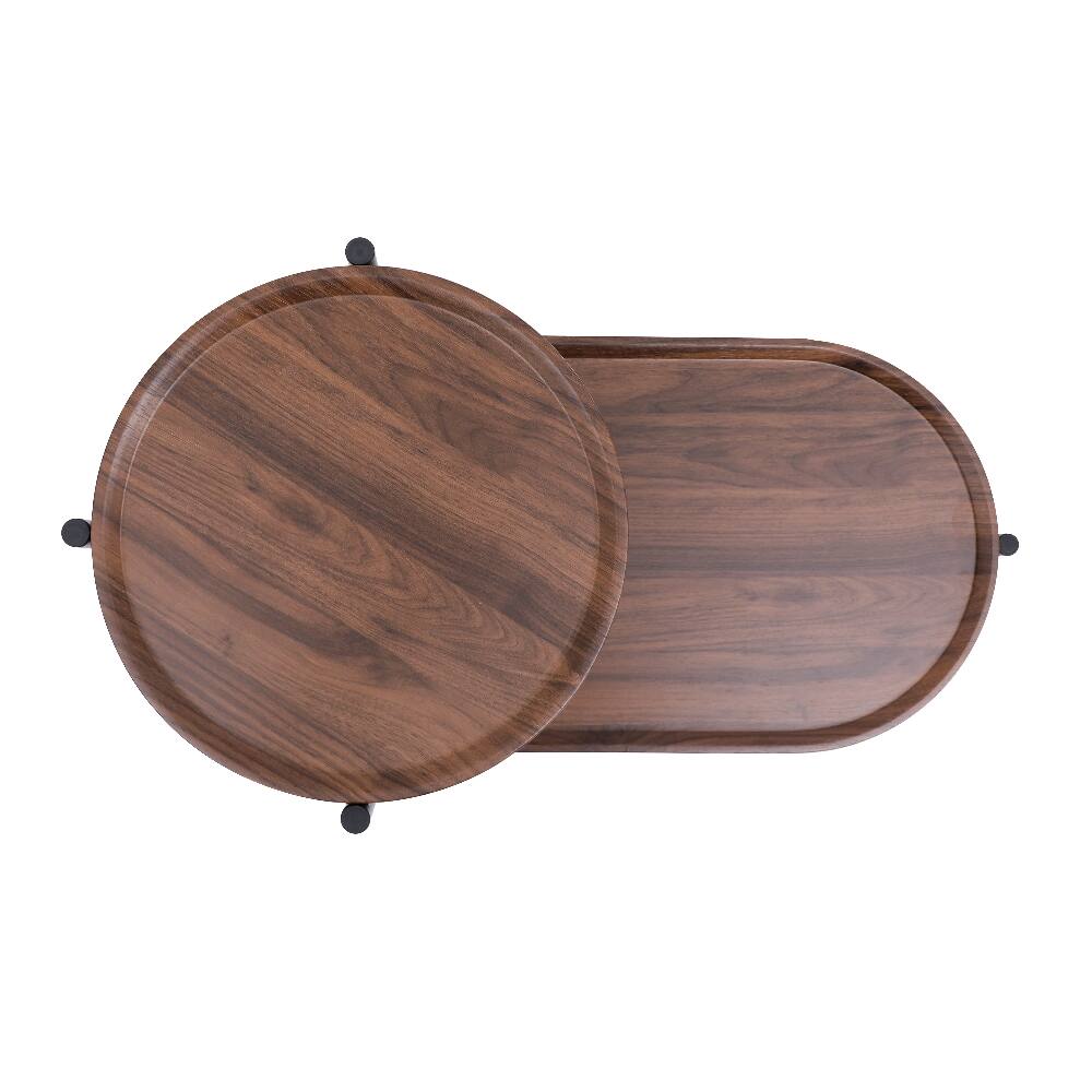 Alt View 10. Loheer - Loheer Small Coffee Table 2-Tier Modern Sofa Side Table Walnut Brown End Table with Wood Storage Shelf for Living Room - Walnut Brown.