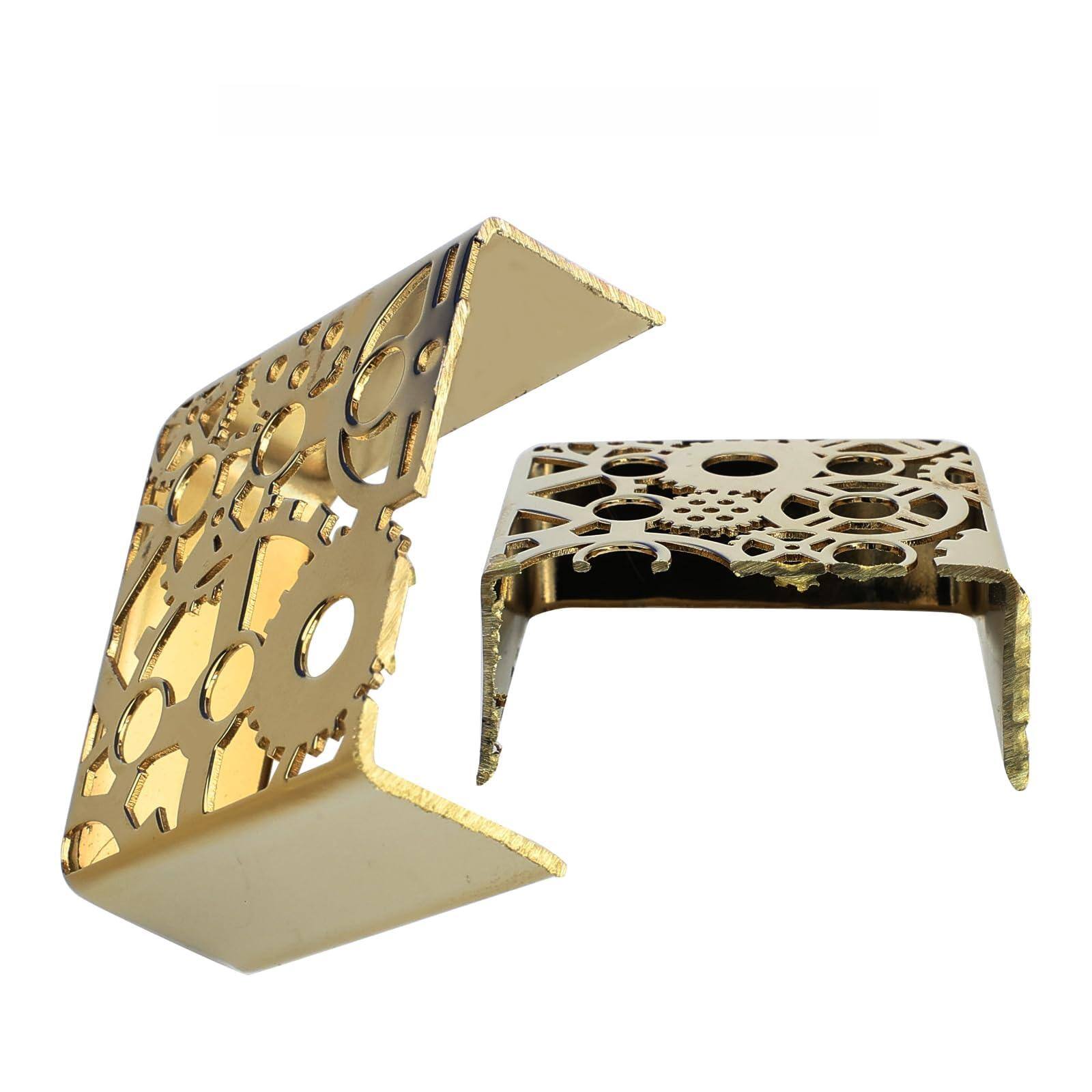 Alt View 2. Dazzling Pops - 2 Brass Humbucker Guitar Pickup Covers / Pole Spcing Engraved Electric For Les Paul () - heptachrome Style B.