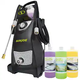 Sun Joe - Electric Pressure Washer with Wheels and 3 Pack Pressure Washer Cleaner - Black/Grey