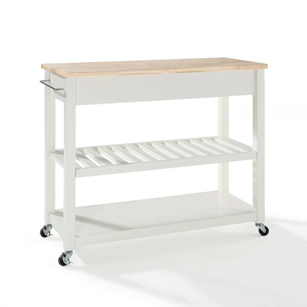 Angle. Crosley Furniture - Wood Top Kitchen Prep Rolling Cart - White.