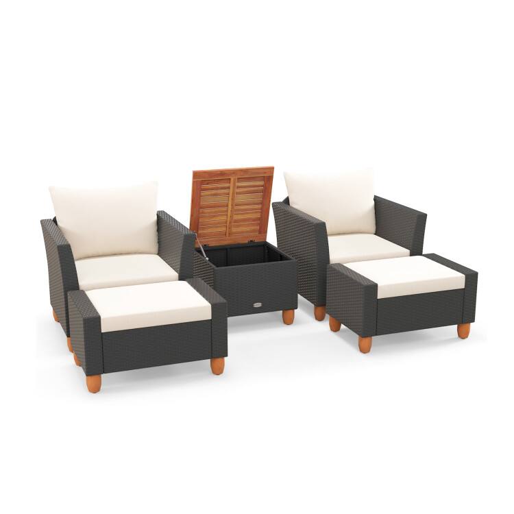 Front. SlickBlue - Porch Furniture Set 5-Piece with Loveseat and Comfortable Armchairs - White.