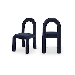 Meridian Furniture - Amari Navy Chenille Fabric Dining Chair, Set of 2 - Blue