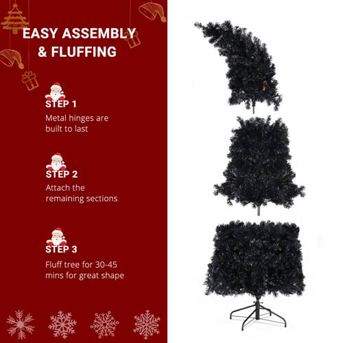 EASY ASSEMBLY & FLUFFING

STEP 1  
Metal hinges are built to last

STEP 2  
Attach the remaining sections

STEP 3  
Fluff tree for 30-45 mins for great shape