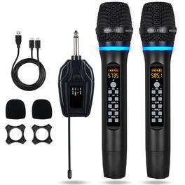 Dazzling Pops - Dual Wireless Microphones Rechargeable Uhf Metal Mic System Cordless Microphone Professional With Echo Treble - WM-2 A