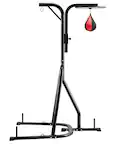 Front. VEVOR - 2 in 1 Punching Bag Stand, Steel Heavy Duty Workout Equipment, Adjustable Height Boxing Punching Bag - Black.