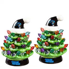 Evergreen Enterprises - Carolina Panthers 2-Pack 4" Ceramic LED Christmas Tree Set - Multicolor