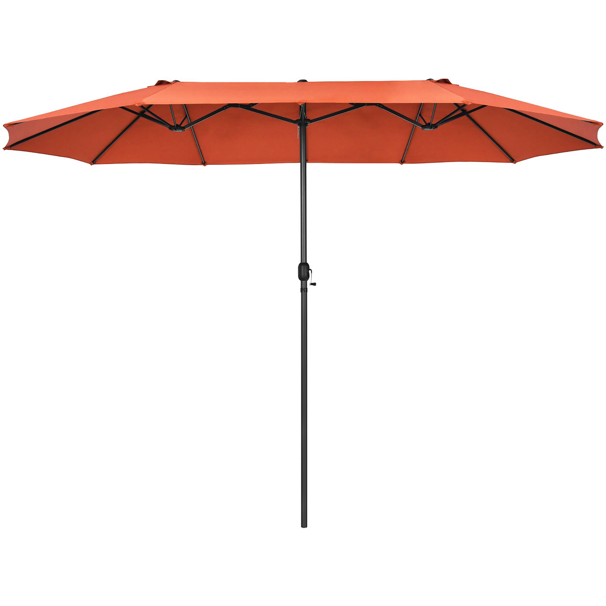 Alt View 1. Costway - 15FT Patio Double-Sided Umbrella Crank Outdoor Garden Market Sun Shade - Orange.