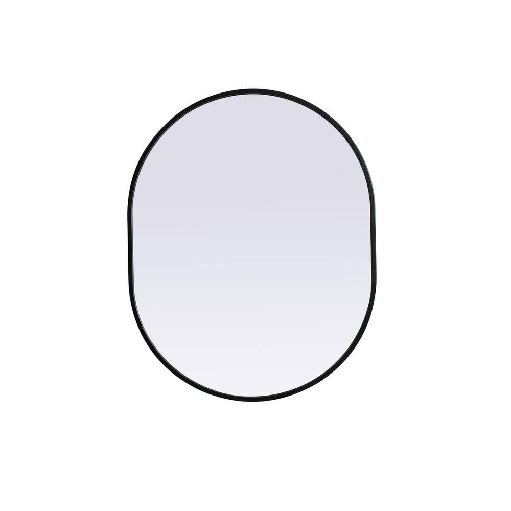 Alt View 7. Elegant Decor - Metal Frame Oval Mirror 24x30 Inch in Black - Black.