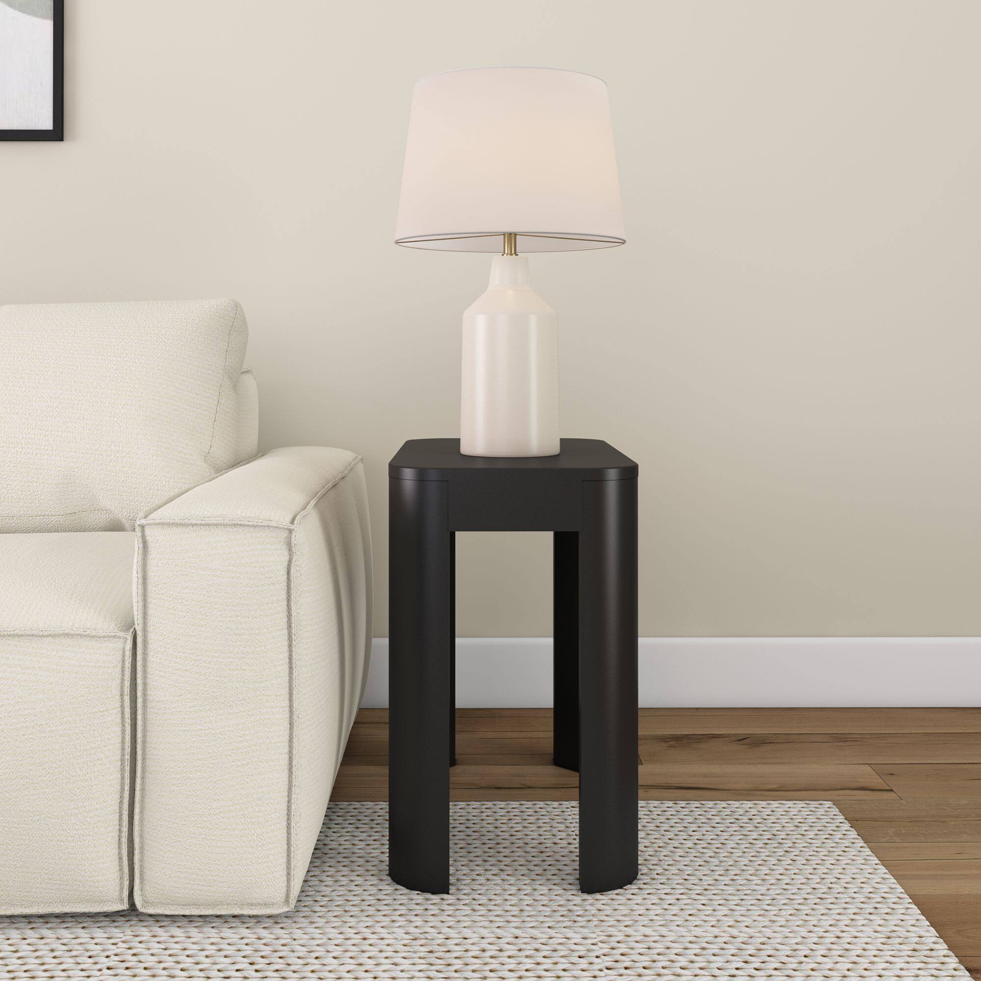 Alt View 1. Plank+Beam - Modern Rounded Rectangular Side Table (25in x 15in / 630mm x 375mm), Black - Black.