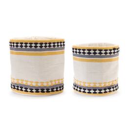 BreeBe - Striped Cotton Basket (Set of 2) - Cream, Brown