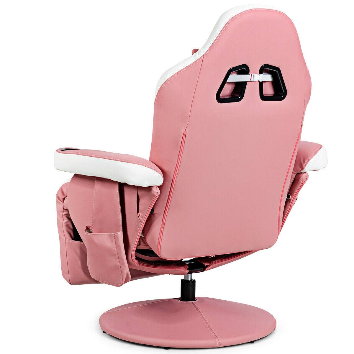 Alt View 1. WELLFOR - Ergonomic High Back Massage Gaming Chair with Pillow - Pink.
