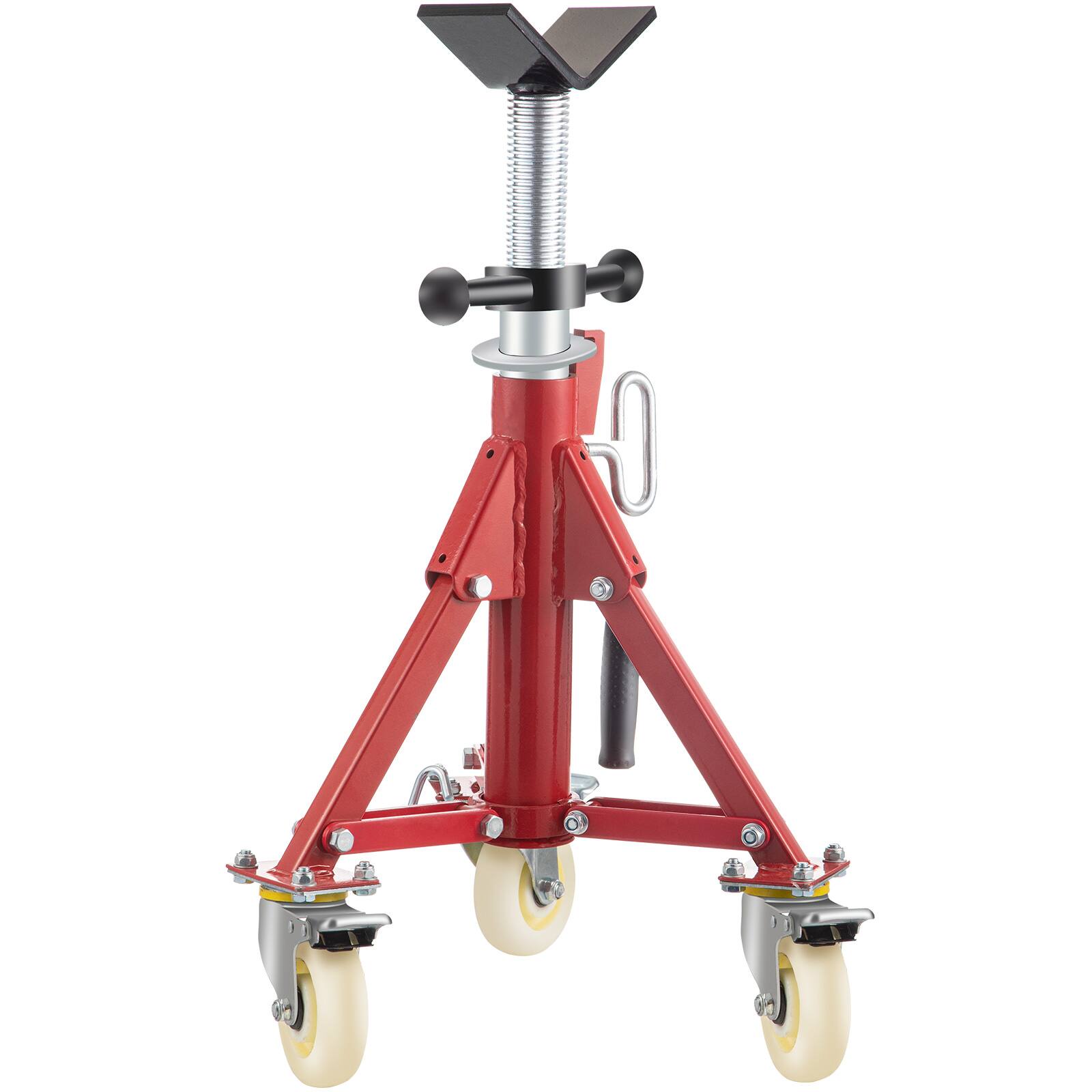 Alt View 5. VEVOR - Pipe Stand, V Head Pipe Stand Adjustable Height 20-37 Inch, 2500LBS Pipe Stands with Casters, Folding Portable Pipe - Red.