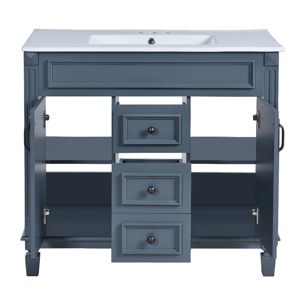 Alt View 8. Loheer - Loheer 36 inch bathroom vanity with sink Blue Modern Cabinet - Blue.
