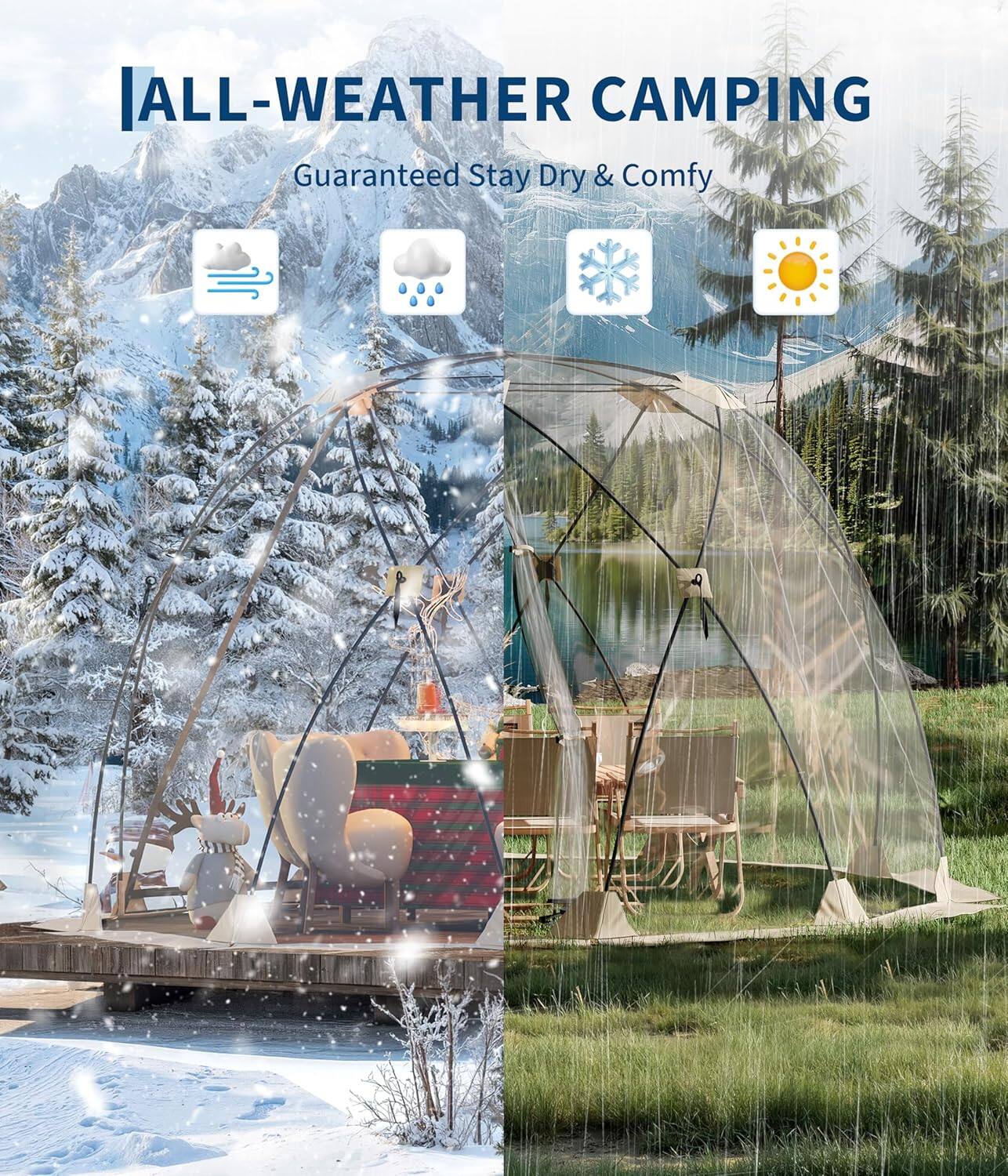 ALL-WEATHER CAMPING  
Guaranteed Stay Dry & Comfy