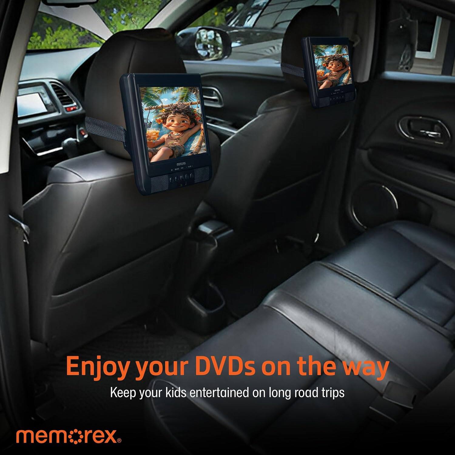 Enjoy your DVDs on the way  
Keep your kids entertained on long road trips  

mem:rex®
