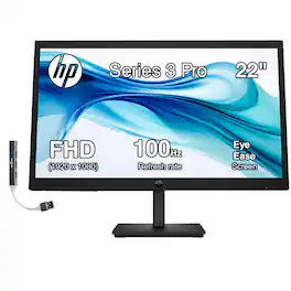 HP - 22" FHD VA Monitor with 250 nits Brightness, Anti-Glare, Flicker Free, VESA Mount, HDMI, VGA & DKZ Hub - Black