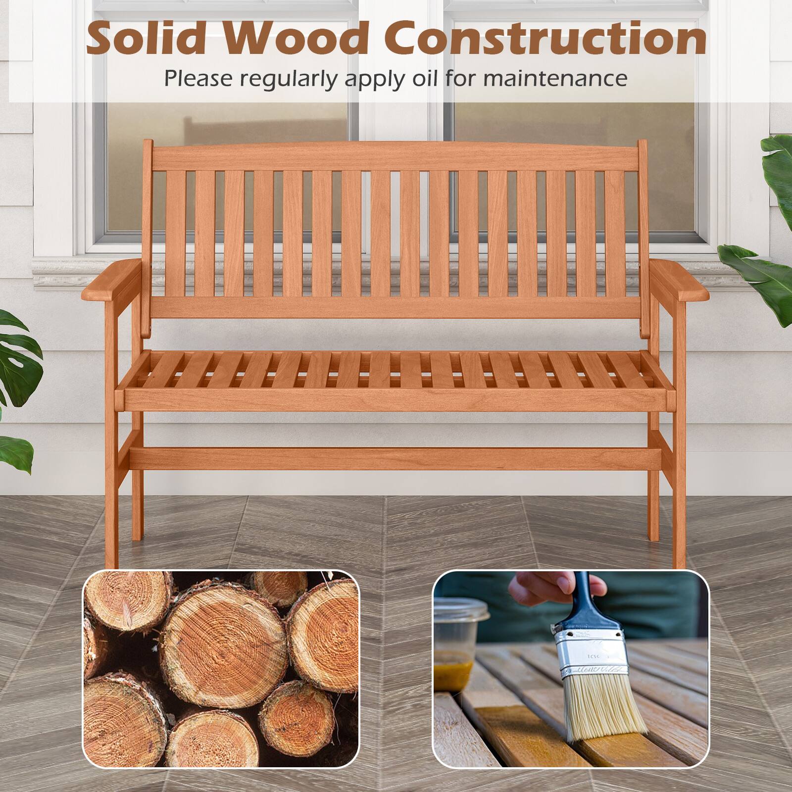 Solid Wood Construction
Please regularly apply oil for maintenance
