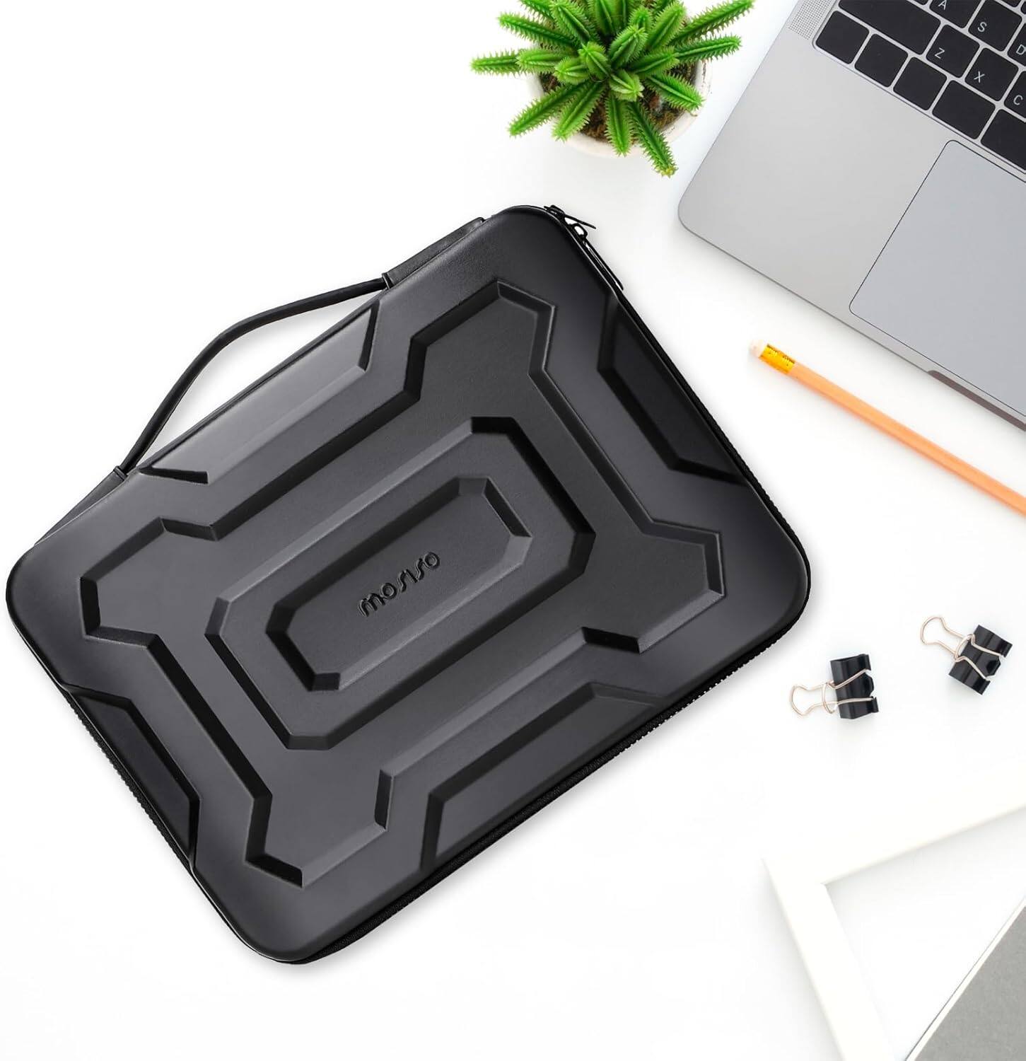 Alt View 2. mosiso - 13.3 inch Laptop Sleeve with Handle Waterproof EVA Protective Hard Case for 13-14 inch Laptops - Black.