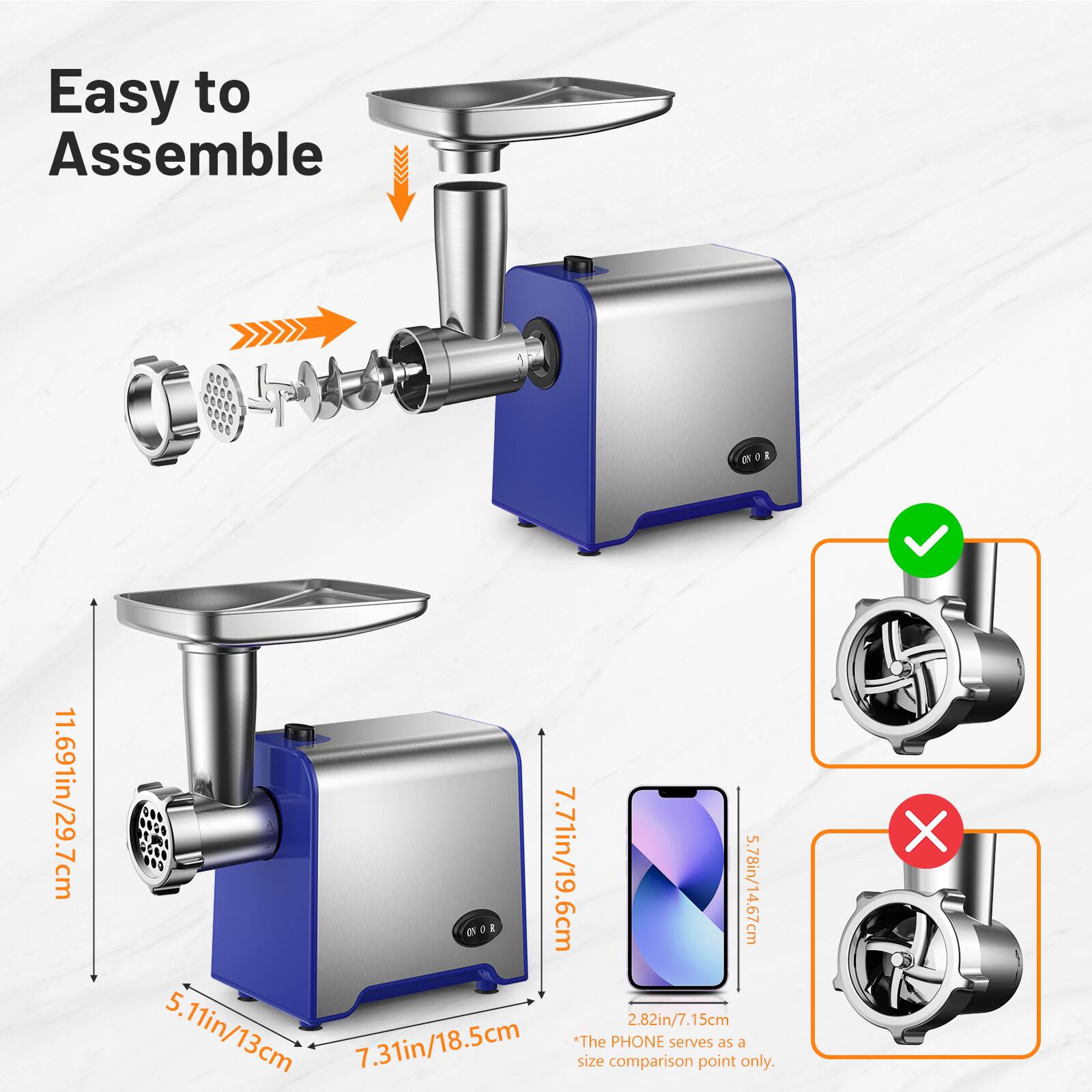 Easy to Assemble

- 11.69in/29.7cm
- 7.71in/19.6cm
- 5.78in/14.67cm
- 2.82in/7.15cm
- 5.11in/13cm
- 7.31in/18.5cm

*The PHONE serves as a size comparison point only.

- 7.7in/19.6cm
- 5.11in/13cm
- 7.31in/18.5cm

- 2.82in/7.15cm
- 5.78in/14.67cm

- 5.81in/14.6cm

- 2.82in/7.15cm