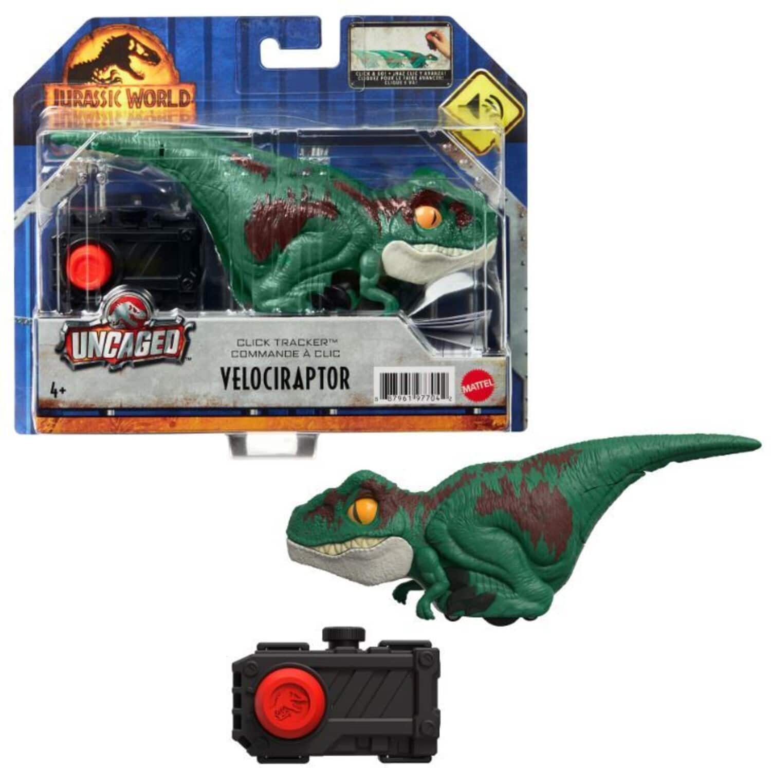 Jurassic World Dominion Uncaged Click Tracker Velociraptor, Green - COLLECTABLES - Mattel