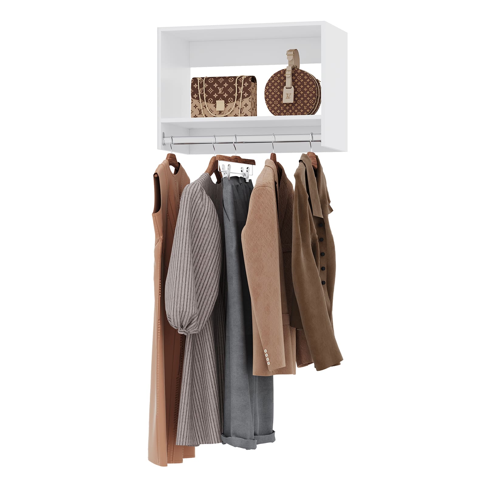 LOVMOR - 28.5 in White Tall Hanging Closet Unit-Customizable Wall Mounted Modular Closet System for Bedroom Closet - White