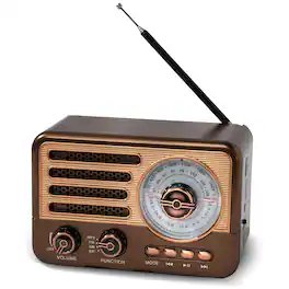 Dazzed Corner - Retro Transistor Radio, Portable AM/FM/SW Radio with Bluetooth - Bronze