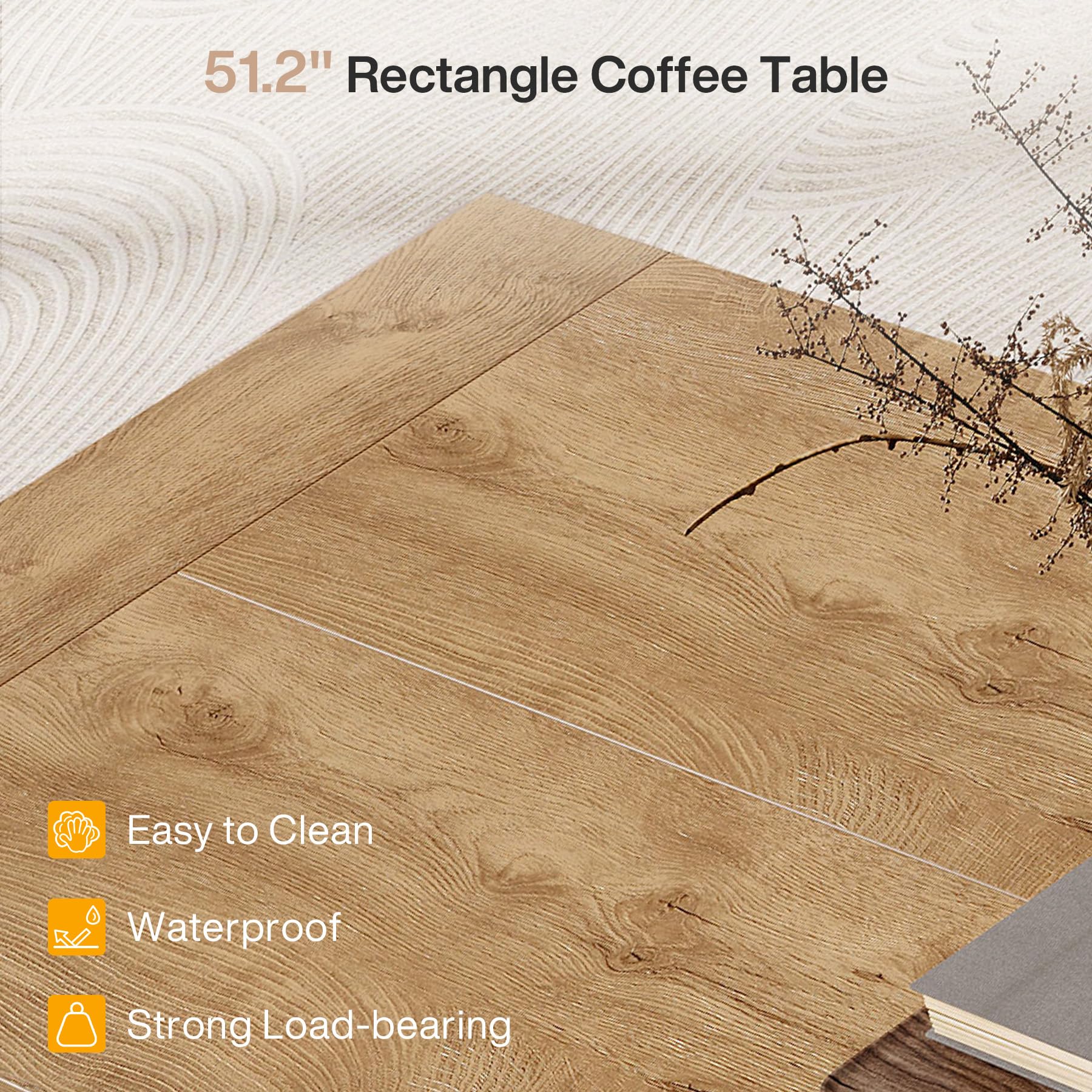 51.2" Rectangle Coffee Table

- Easy to Clean
- Waterproof
- Strong Load-bearing