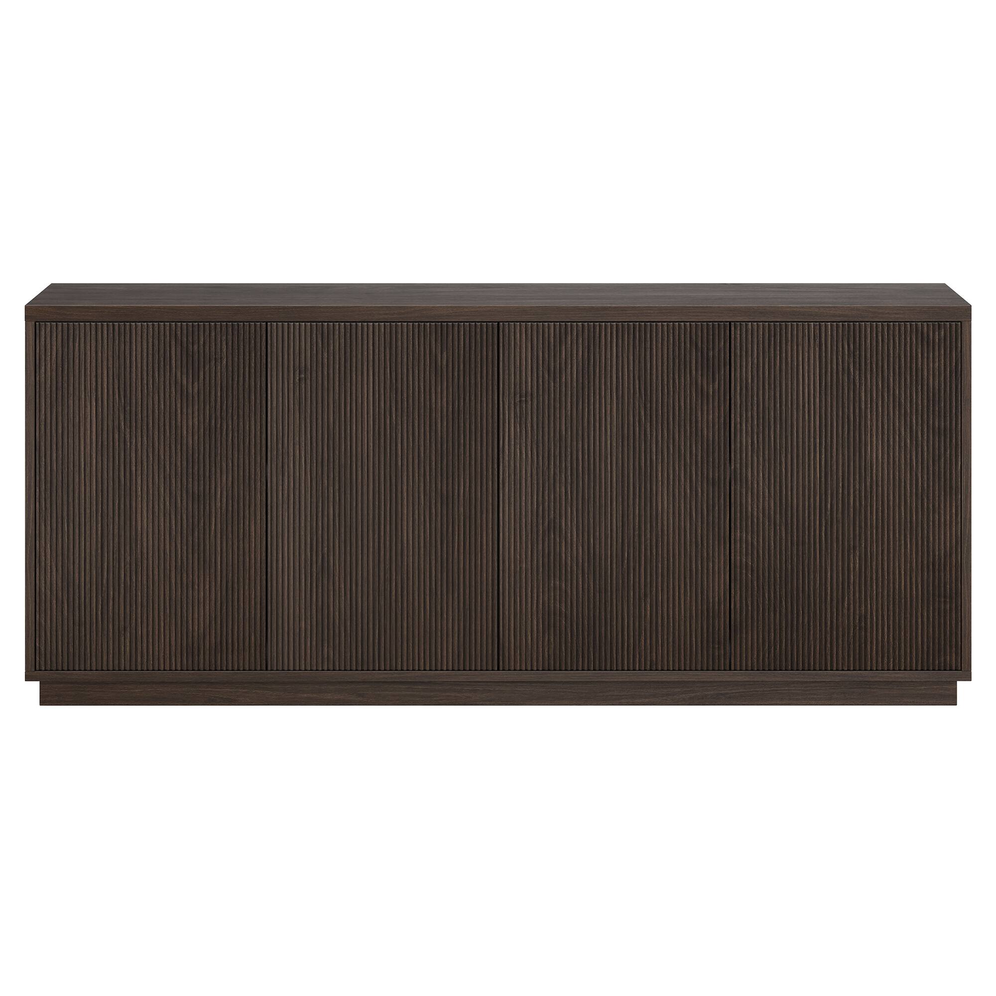 Alt View 1. Hudson&Canal - Alston 68" Wide Rectangular Fluted Buffet Table - Brown.