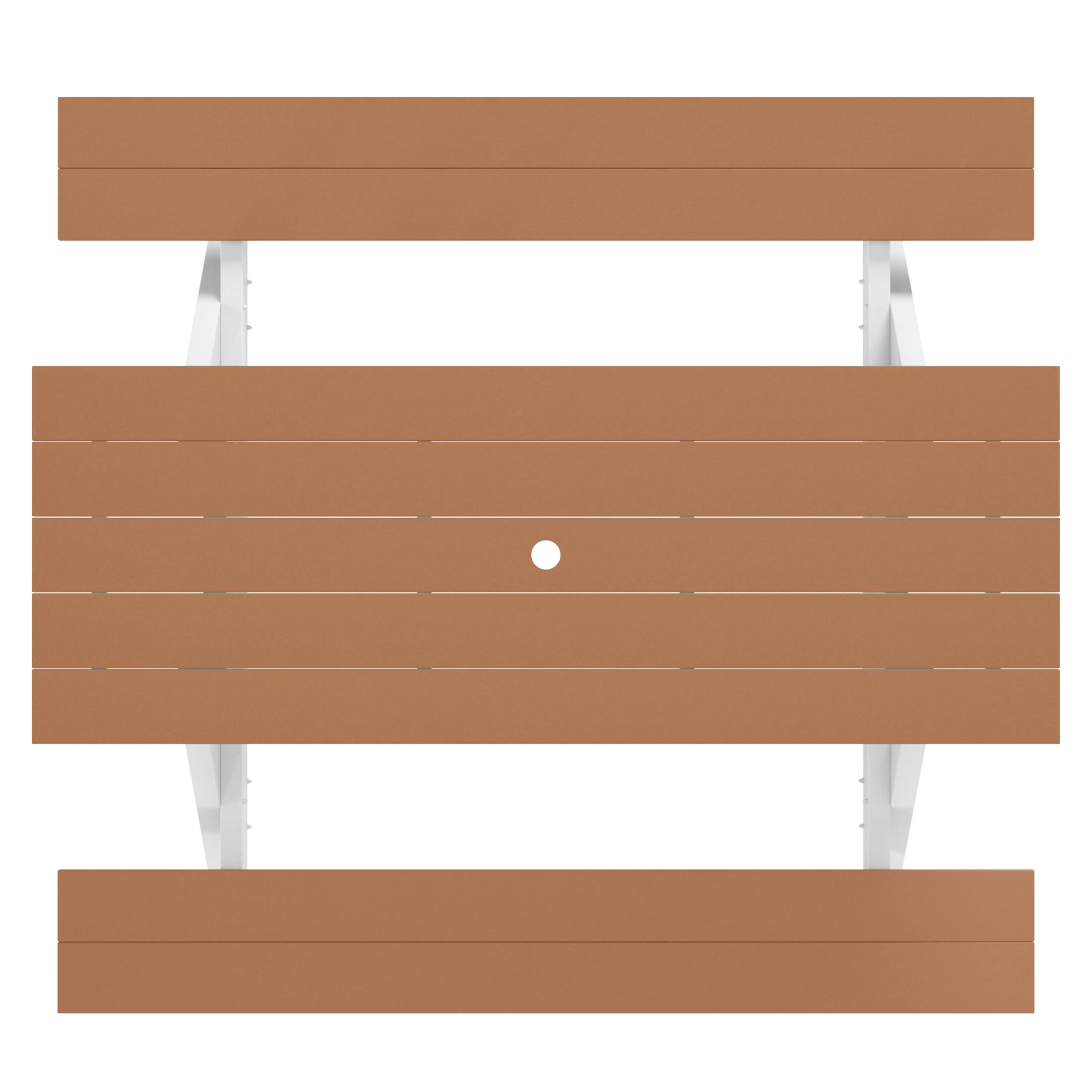 Alt View 1. WestinTrends - WestinTrends Greenville Outdoor 70" HDPE Plastic Picnic Table Bench With Umbrella Hole - Teak.