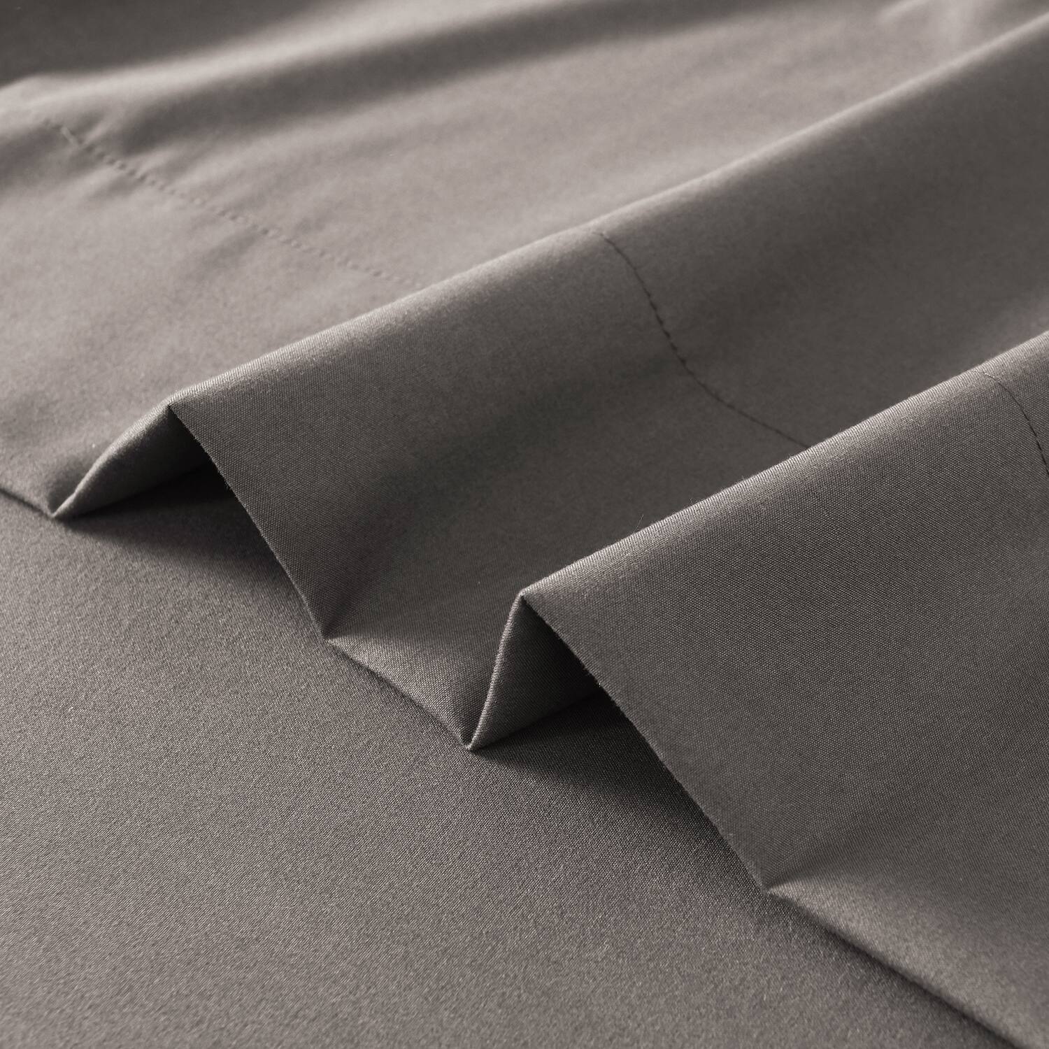 Angle. MarCielo - Marcielo 3/4 Pcs Soft Solid & Embroidery Bed Sheets Set - Dark Grey.