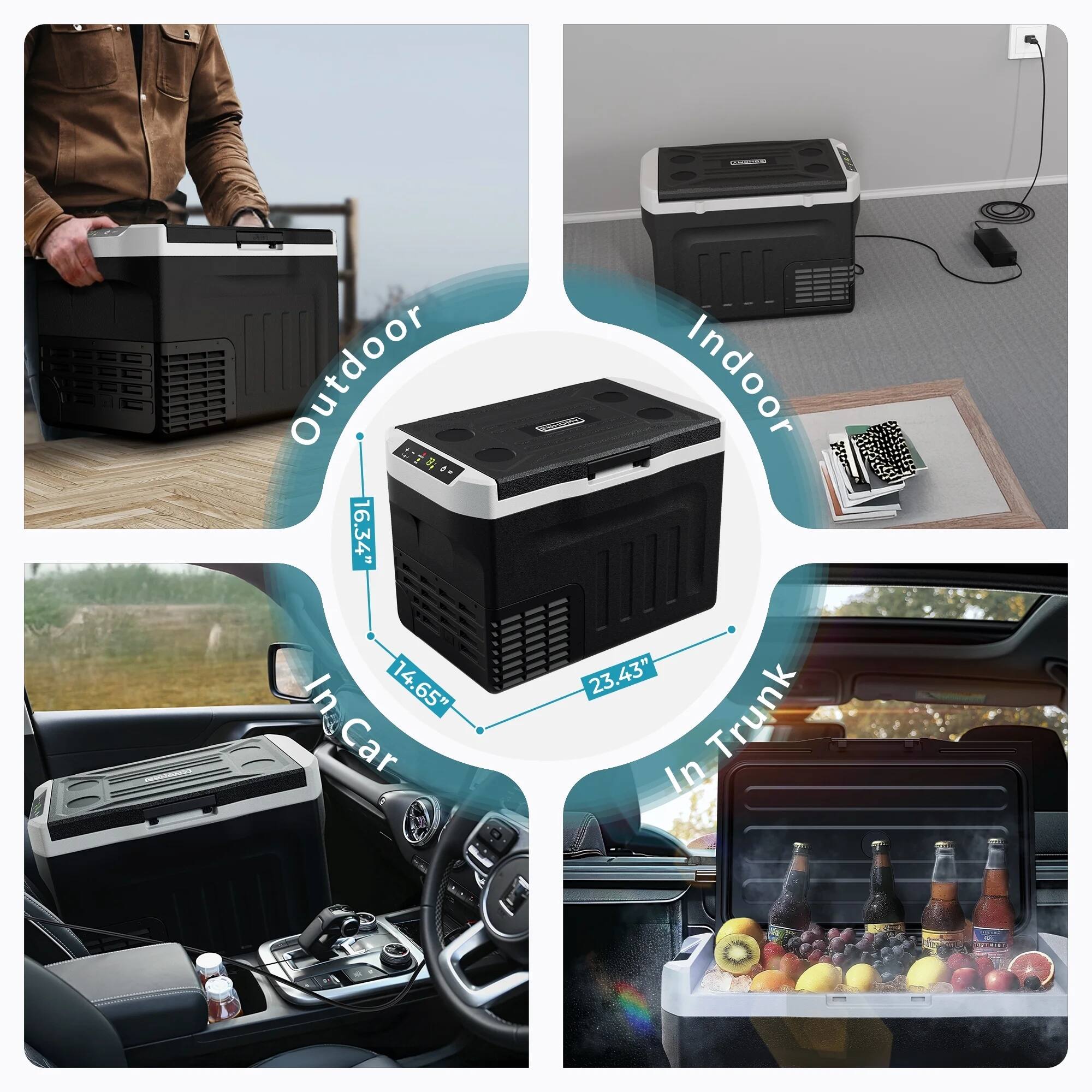 Outdoor: 16.34"  
Indoor  
In Car: 14.65"  
In Trunk: 23.43"