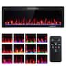 Costway - 50" Linear Electric Fireplace 1500W Recessed Wall-Mounted with Multi-Color Flame - Black