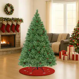 BreeBe - 6FT Artificial Carolina Pine Christmas Tree – Pre-Lit with LED Lighting - Green